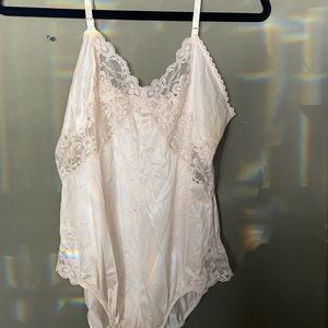 VTG 70s EMILIO PUCCI for Formfit Rogers Beige Satin Laced Teddy 34 10-12